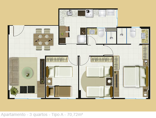 3 quartos - Tipo B